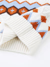 COMOBOCA 100% Wool Kids' Round Neck Striped Cable Knit Sweater