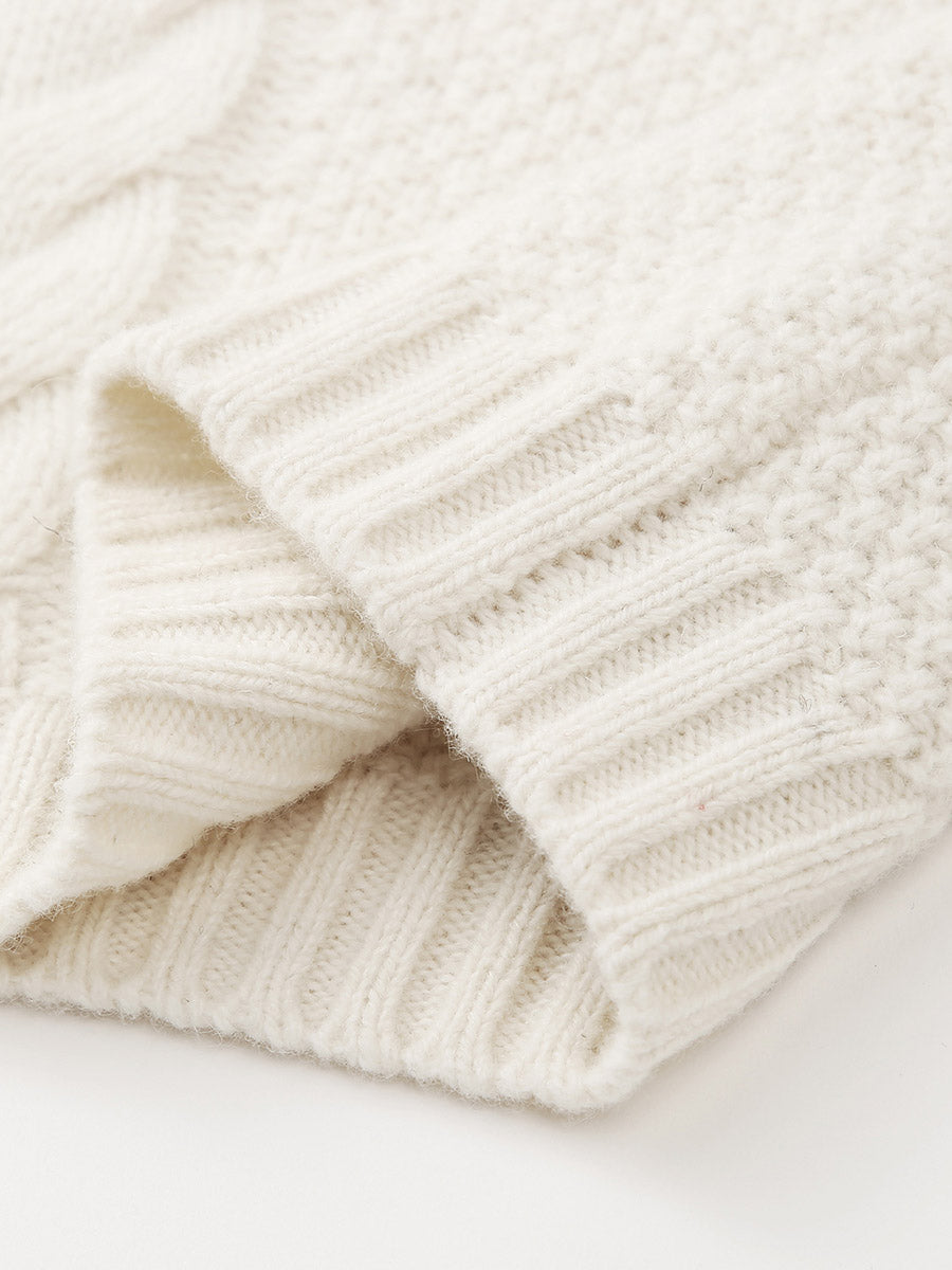 COMOBOCA 100% Wool Women's Cozy Cable Knit Sweater