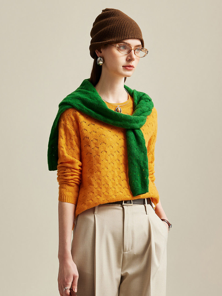 COMOBOCA 100% Cashmere Women's Cable Knit Sweater
