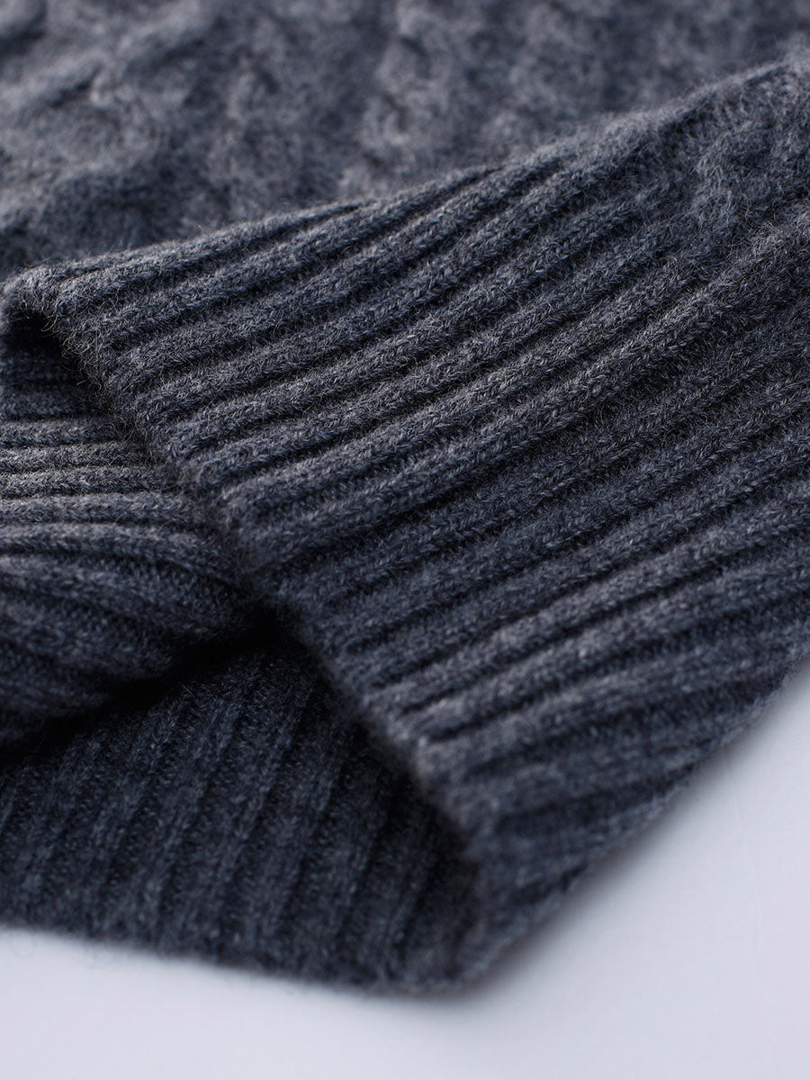 COMOBOCA 100% Cashmere Women's Cable Knit Color Block Sweater