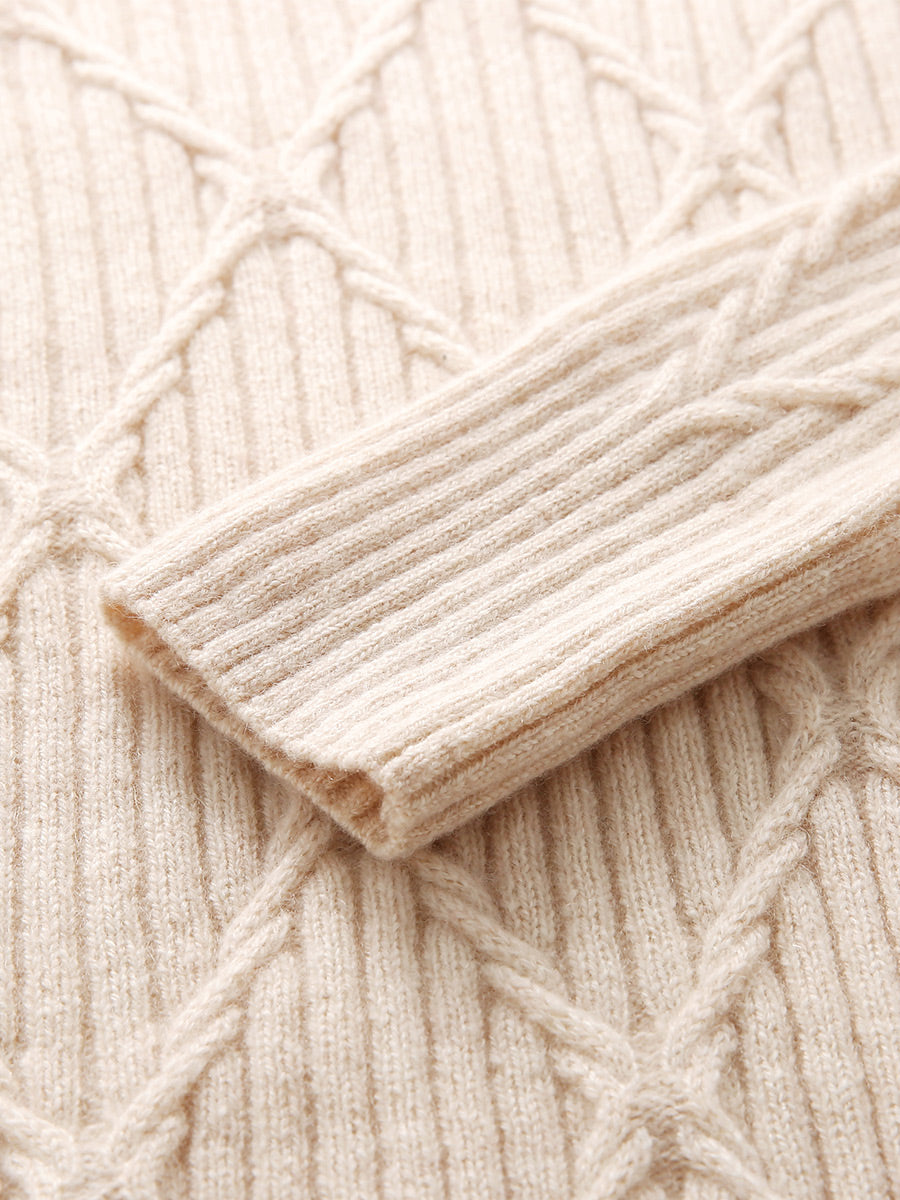 COMOBOCA 100% Cashmere Women's Cable Knit Hoodie