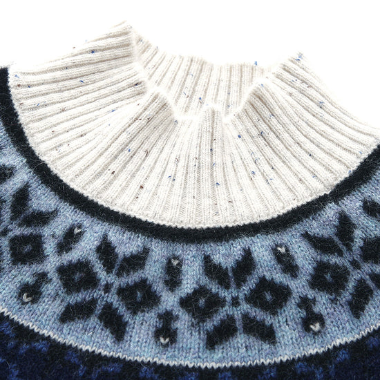 COMOBOCA 100% Cashmere Women's Fair Isle Mock Neck Sweater