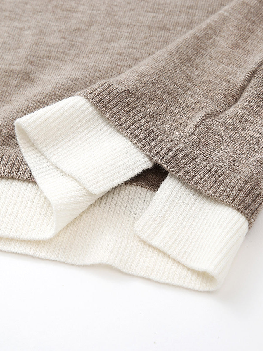 COMOBOCA 100% Wool Women's Layered Look Pullover Sweater