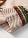 COMOBOCA 100% Cashmere Women's Vintage Inspired Geometric Knit Cardigan