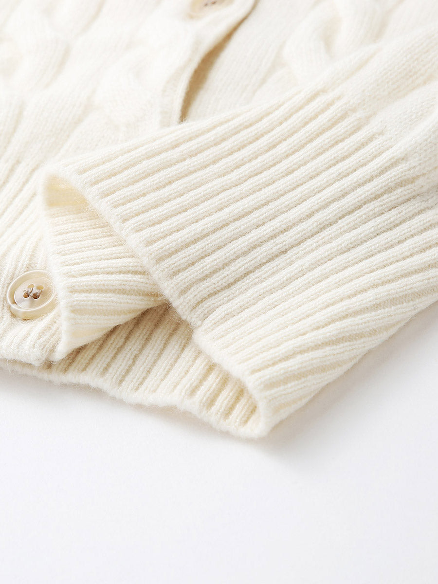 COMOBOCA 100% Cashmere Women's Cable Knit Button Cardigan