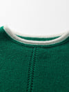 COMOBOCA 100% Cashmere Women's Ribbed Contrast Trim Sweater