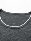 COMOBOCA Women's Rhinestone Detail Crewneck Knit Sweater