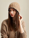 COMOBOCA Camel 100% Cashmere Women's Cable Knit Beanie