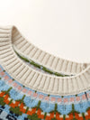 COMOBOCA 100% Wool Kids' Cable Fair Isle Round Neck Sweater