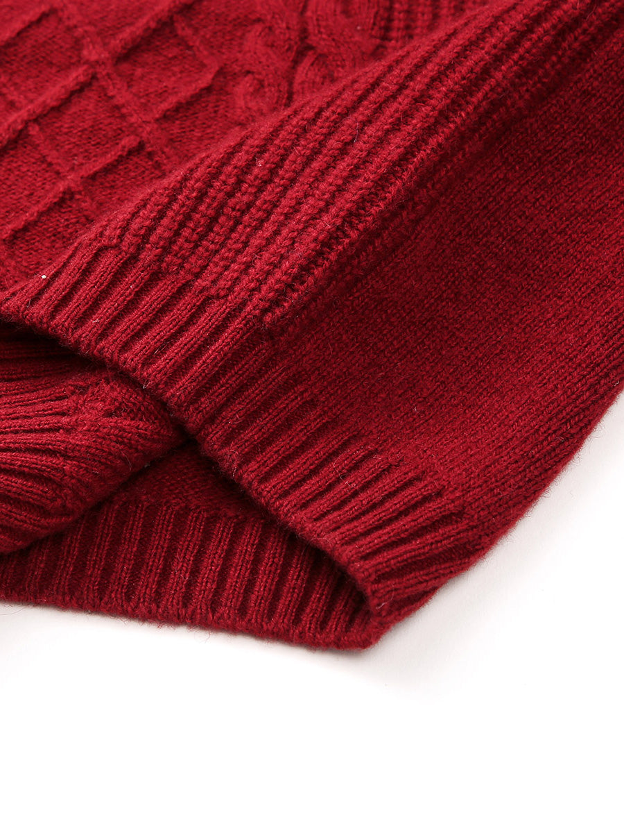 COMOBOCA 100% Wool Women's Cable Knit Long Front Button Coat