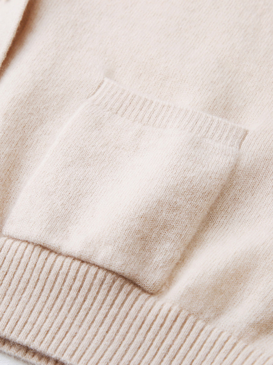 COMOBOCA 100% Cashmere Women's Puff Sleeve Knit Cardigan