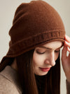 COMOBOCA 100% Cashmere Women's Knit Beanie with Ties