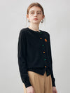 COMOBOCA 100% Cashmere Women's Pumpkin Embroidery Knit Cardigan