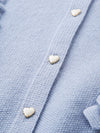 COMOBOCA 100% Wool Kids' Round Neck Heart Button Cardigan