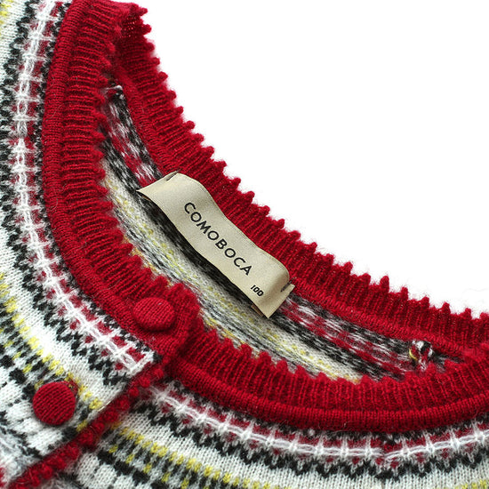 COMOBOCA 100% Cashmere Women's Fair Isle Button Front Cardigan