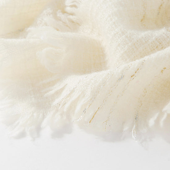 COMOBOCA 100% Cashmere Scarf with Fringes and Metallic Shimmer
