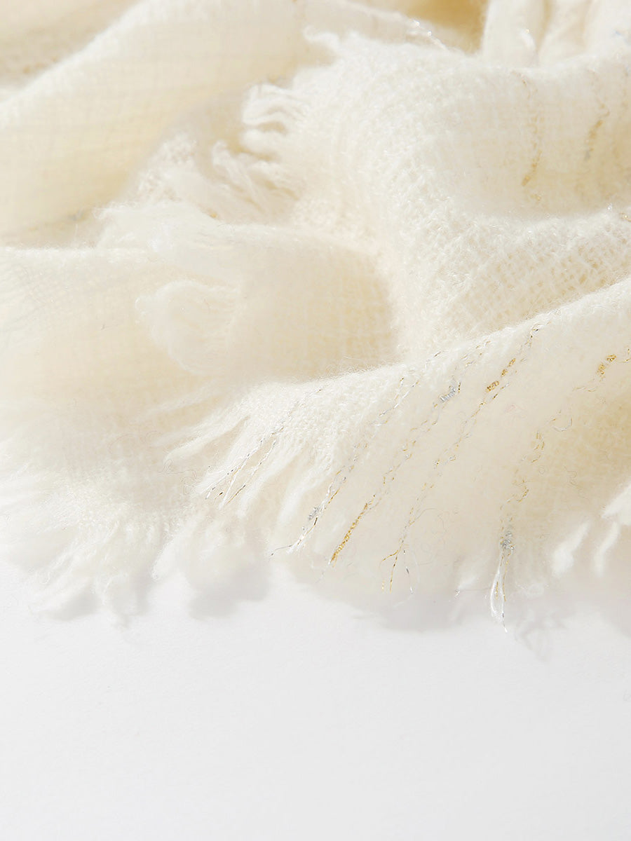 COMOBOCA 100% Cashmere Scarf with Fringes and Metallic Shimmer