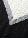 COMOBOCA 100% Cashmere Women's Color Block Cable Knit Sweater