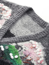 COMOBOCA Women's Landscape Patterned Knit Cardigan
