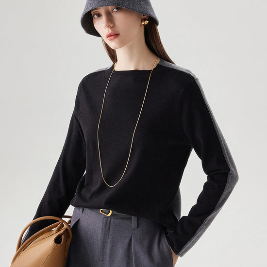 COMOBOCA Black Women's Reversible Color-Blocked Knit Sweater