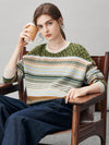 COMOBOCA 100% Cashmere Women's Fair Isle Round Neck Sweater