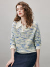 COMOBOCA Women's Wool Ribbed Knit Polo Sweater