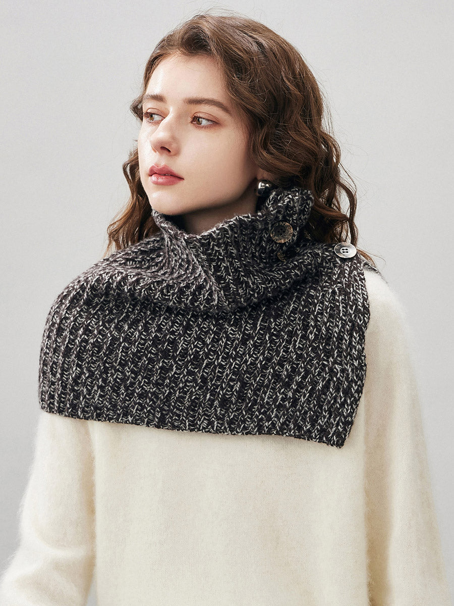 COMOBOCA 100% Wool Women's Knit Button Neck Warmer Shawl