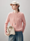 COMOBOCA 100% Cashmere Women's Cable Round Neck Knit Sweater