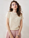 COMOBOCA XXL Cream Women's Lace Patterned Knit T-Shirt