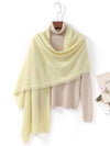 COMOBOCA LIGHT YELLOW 100% Cashmere Fringe Solid Color Shawl Scarf