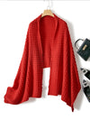 COMOBOCA RED 100% Cashmere Scarf Solid Color Shawls with Buttons