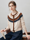 COMOBOCA 100% Cashmere Women's Fair Isle Button Front Cardigan