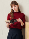 COMOBOCA Red 100% Wool Women's Lightweight Turtleneck Sweater