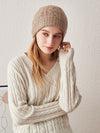 COMOBOCA 100% Cashmere Stylish Cable Knit Beanie