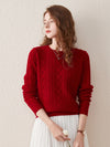 COMOBOCA 100% Wool Women's Cable Knit Sweater