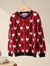 COMOBOCA Red 100% Wool Kids' Heart Pattern Knit Cardigan