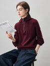 COMOBOCA 100% Cashmere Women's Ribbed Knit Hoodie