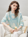 COMOBOCA Women's Heart Printed Round Neck Sweater