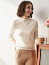 COMOBOCA 100% Cashmere Women's Mock Neck Cable Knit Sweater