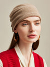 COMOBOCA Camel 100% Cashmere Women's Button Decorated Knit Beanie
