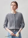 COMOBOCA Gray 100% Cashmere Women's Cable Button Front Knit Cardigan