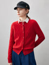 COMOBOCA 100% Cashmere Women's Argyle Cable Button Up Knit Cardigan