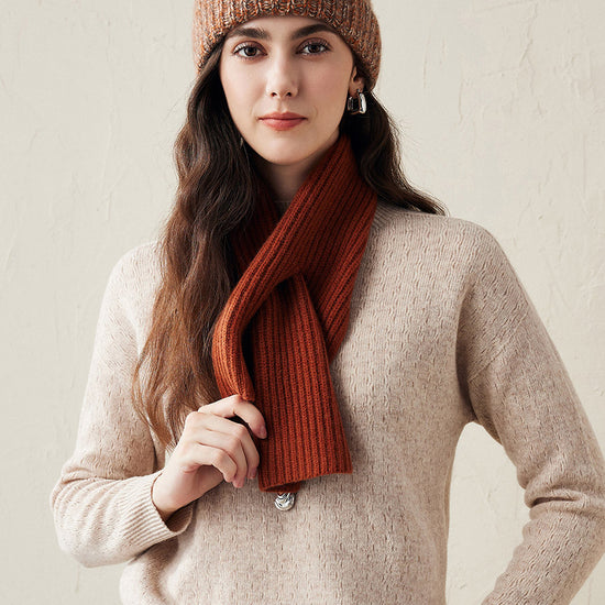 COMOBOCA 100% Cashmere Ribbed Knit Beanie