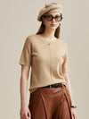 COMOBOCA Camel Women's Wool Worsted Center Seam Knit T-shirt