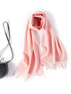 COMOBOCA Pink 100% Wool Fringe Versatile Scarf