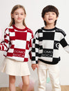 COMOBOCA 100% Wool Kids' Color Block Round Neck Sweater