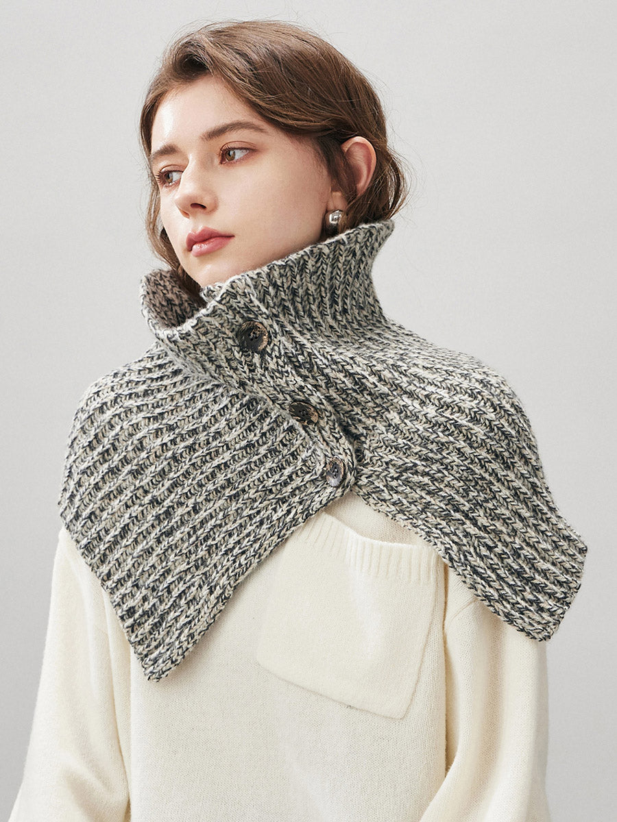 COMOBOCA 100% Wool Women's Knit Button Neck Warmer Shawl