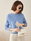 COMOBOCA BLUE 100% Cashmere Women's Sweater with Gold&Silver Threads