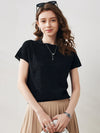 COMOBOCA Black Women's Lace Patterned Knit T-Shirt