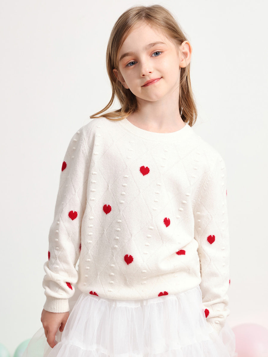COMOBOCA WHITE 100% Wool Kids' Round Neck Sweater